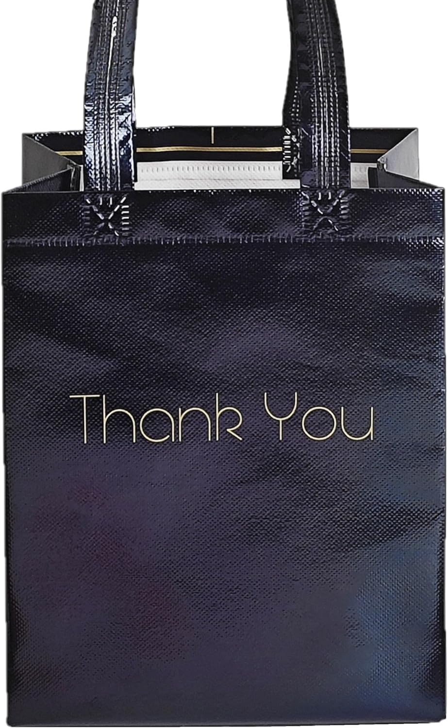 Thank You Gift Bags Bulk - Bulk Pack - Reusable Eco Friendly - 8x10 Inch - Black Glossy Medium