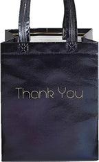 Thank You Gift Bags Bulk - Bulk Pack - Reusable Eco Friendly - 8x10 Inch - Black Glossy Medium