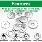 455PCS Fender Washers Assortment, 304 SS, 15 Metric Sizes, M3-M12