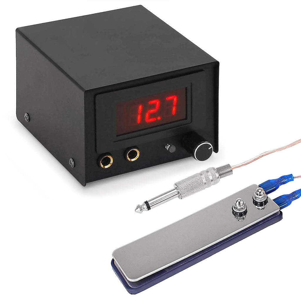 Digital Tattoo Power Supply Kit w/Flat Foot Pedal - Black