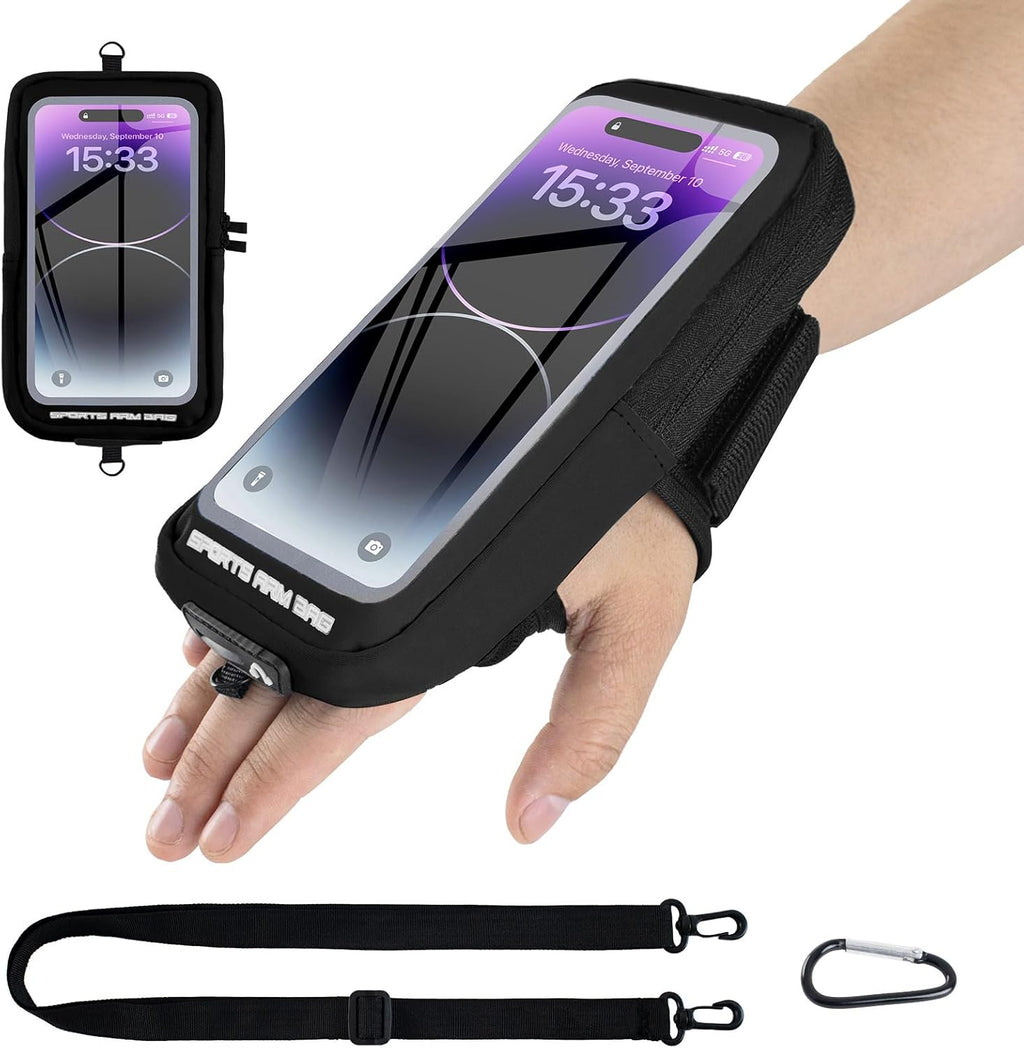Phone Holder for Running, Running Armband Phone Holder with Carabiner, Phone Armbands for iPhone 17 16 15 14 13 12