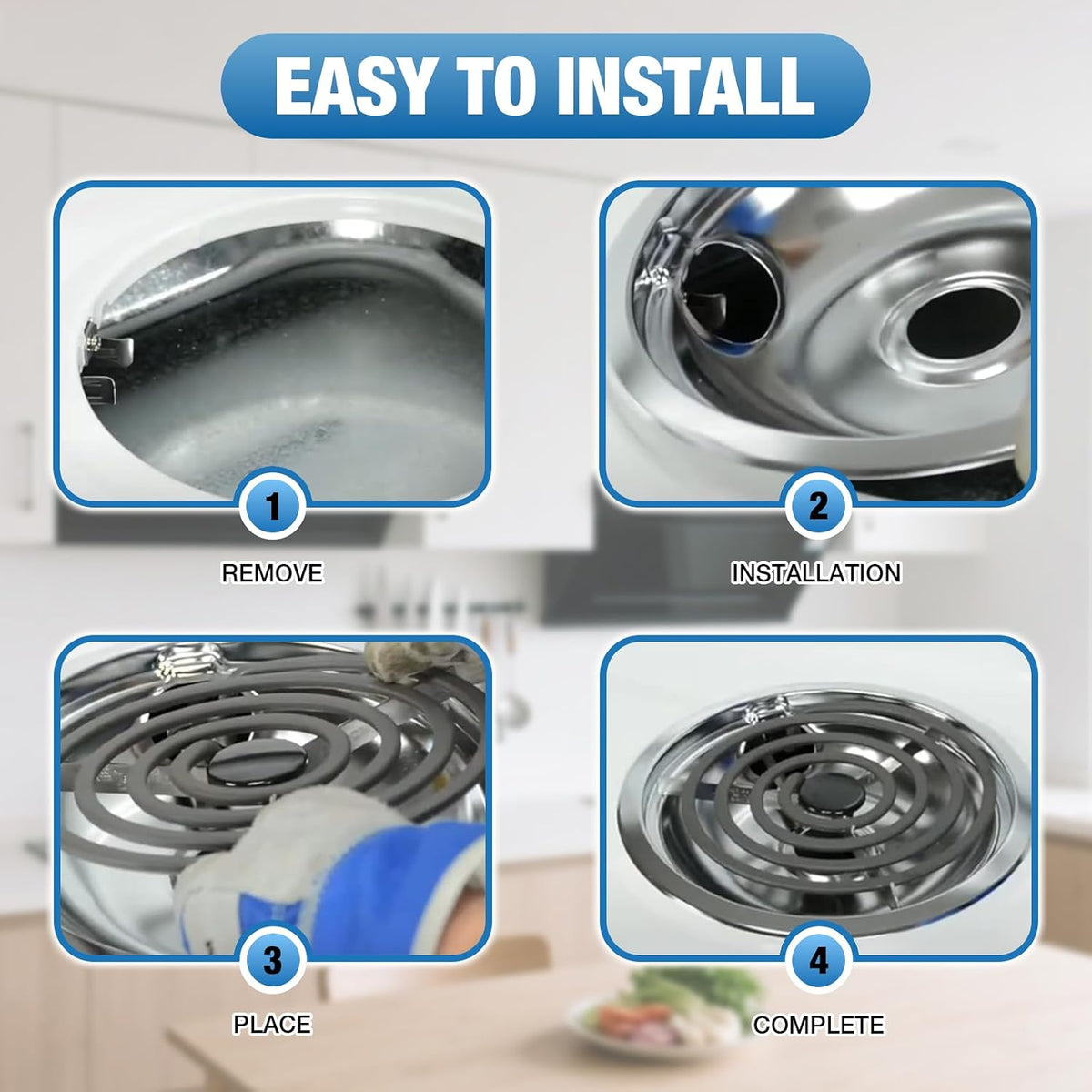 W10196405 W10196406 Drip Pan 4 Pack 6&8 Inch For Kenmore Ranges