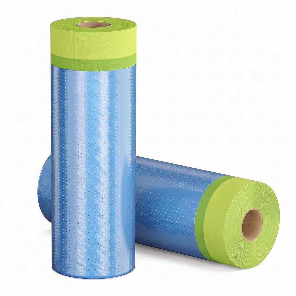Pre - Taped Masking Film for Painting, 44 inch x 66 feet x 2 Rolls