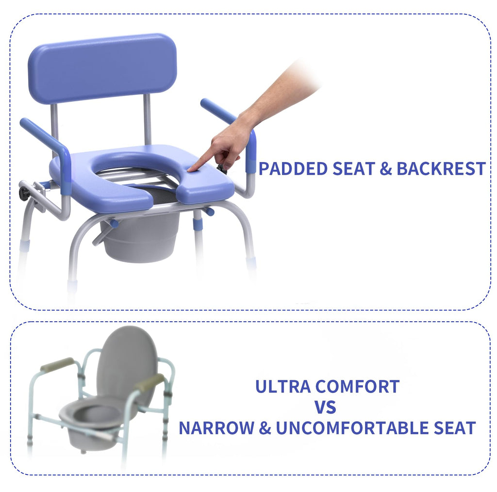 Drop Arm Bedside Commode Chair – Adjustable Height Commode Toilet