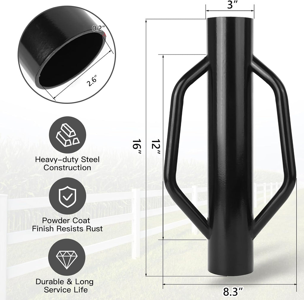 Fence Post Driver T Post Driver with Handle Metal Pounder Rammer for U Channel Wooden Fence 8LB
