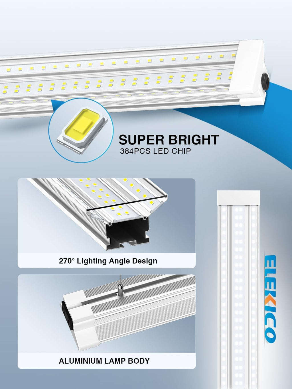 60W 4 Foot Led Shop Lights 2Pack Linkable Ceiling Or Hanging Mount for Shop