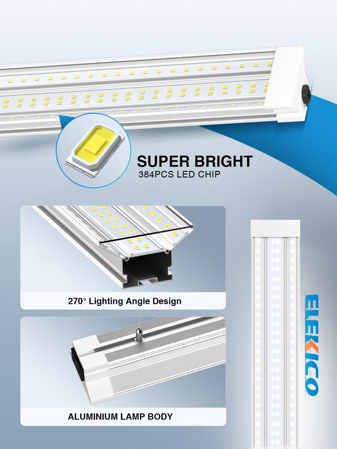 60W 4 Foot Led Shop Lights 2Pack Linkable Ceiling Or Hanging Mount for Shop