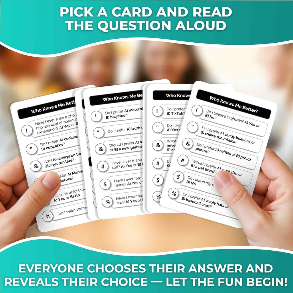 Family Board Games for Kids and Adults - Trivia Card Games for Kids 8-12 and Adults - Who Knows Me Better for Family