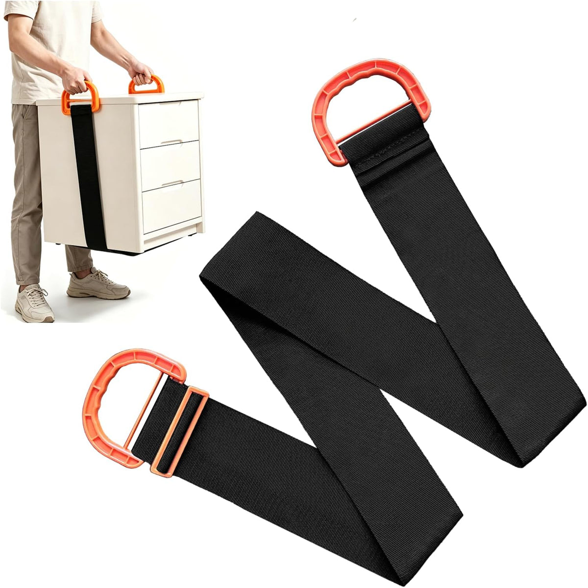 Single Person Moving Lifting Strap, Heavy Duty Furniture Moving Belt with Comfort ABS Handle, Adjustable Length