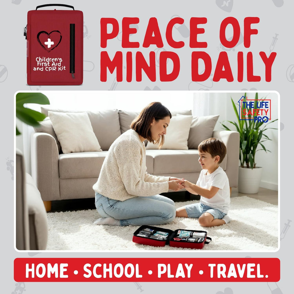 Portable First Aid Kit for Kids with CPR Shield - Ideal for Home, Car, School, Camping, and as a Travel First aid
