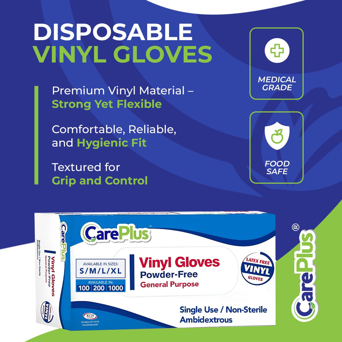 Vinyl Gloves Clear X-Large, Disposable Latex Free, 100 Count