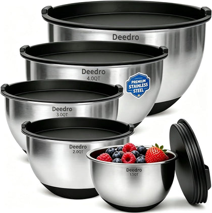 Premium Mixing Bowls with Airtight Lids Set, 22Pcs Thicker Stainless Steel Mixing Bowl Set, Large Prep Metal Bowls