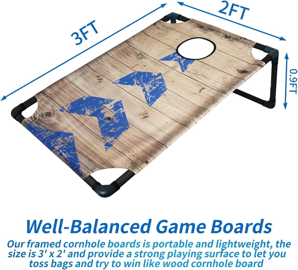 Portable Cornhole Set PVC Framed Corn Holes Outdoor Game Set with 2 Cornhole Boards, 8 Cornhole Bean Bags and