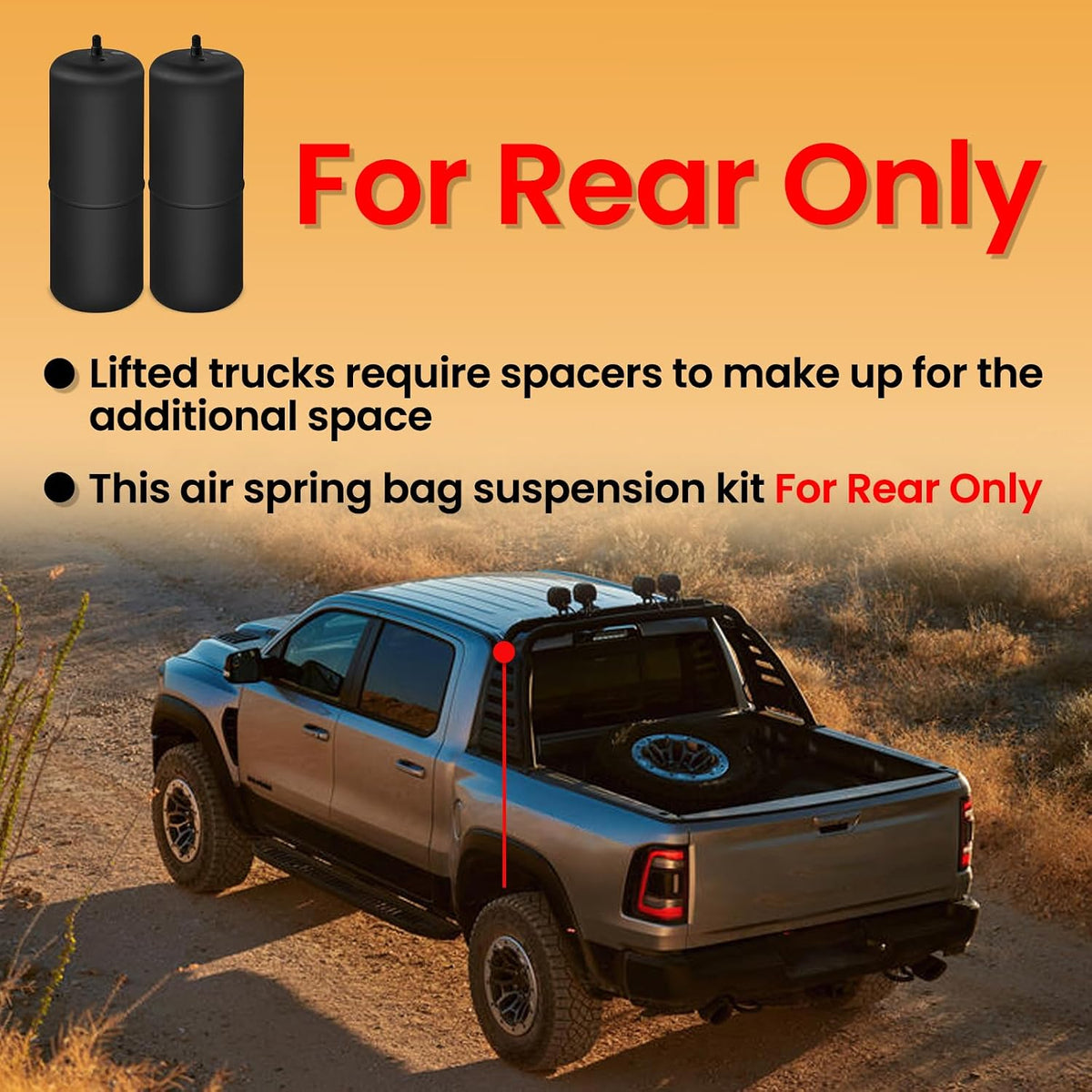 MILLISEC Rear Air Suspension Kit for 2019-2025 RAM 1500 REBEL 4WD