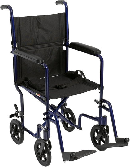 ATC19-BL Transport Wheelchair, Swing-Away Footrest, Blue