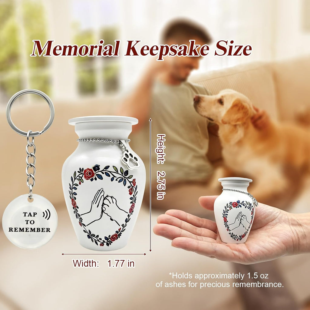 Keepsake Mini Pet Urn, Dual Memorial, Partial Ashes, Dogs & Cats, 2.75in H