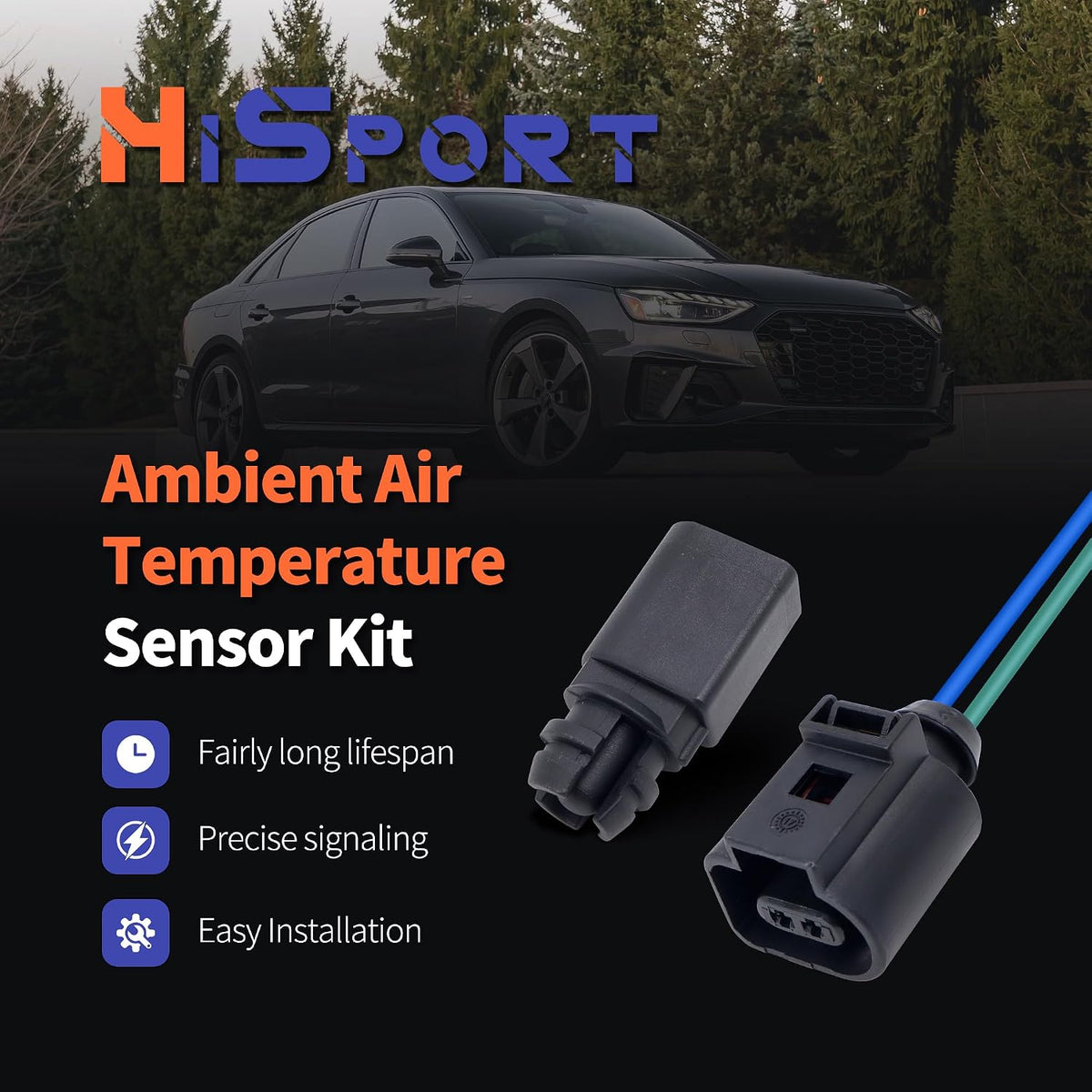 HiSport Ambient Air Temperature Sensor with Connector Pigtail Plug