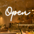 Large LED Neon Open Sign for Business 19x9in w/Remote Control, Bright Lighted Open Signs for Storefront Window, Light