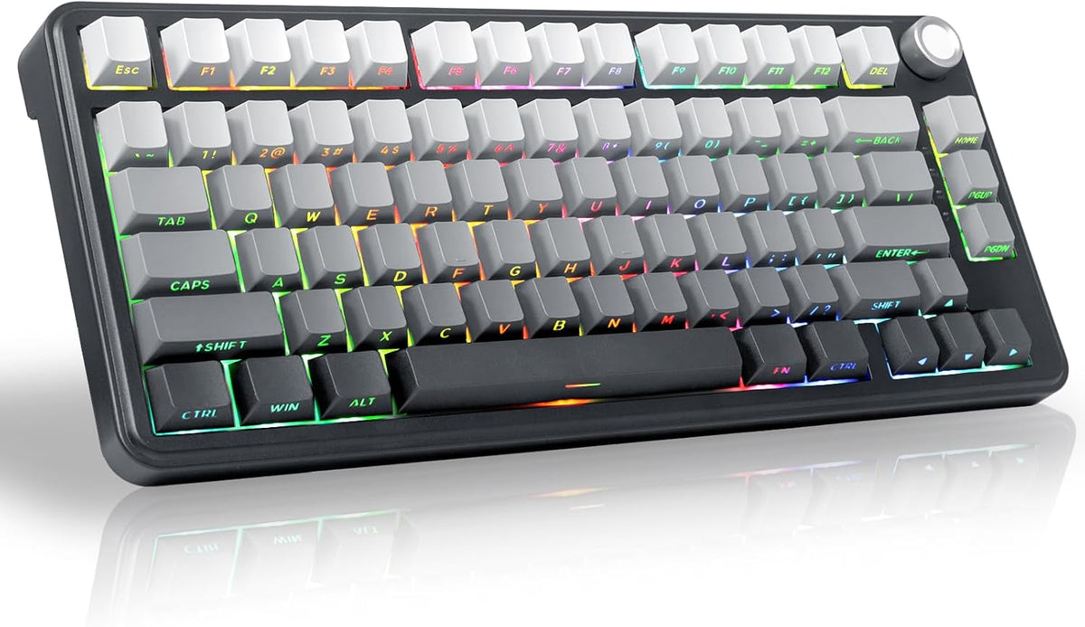 75% Wireless Mechanical Gaming Keyboard, Creamy Sound, Black