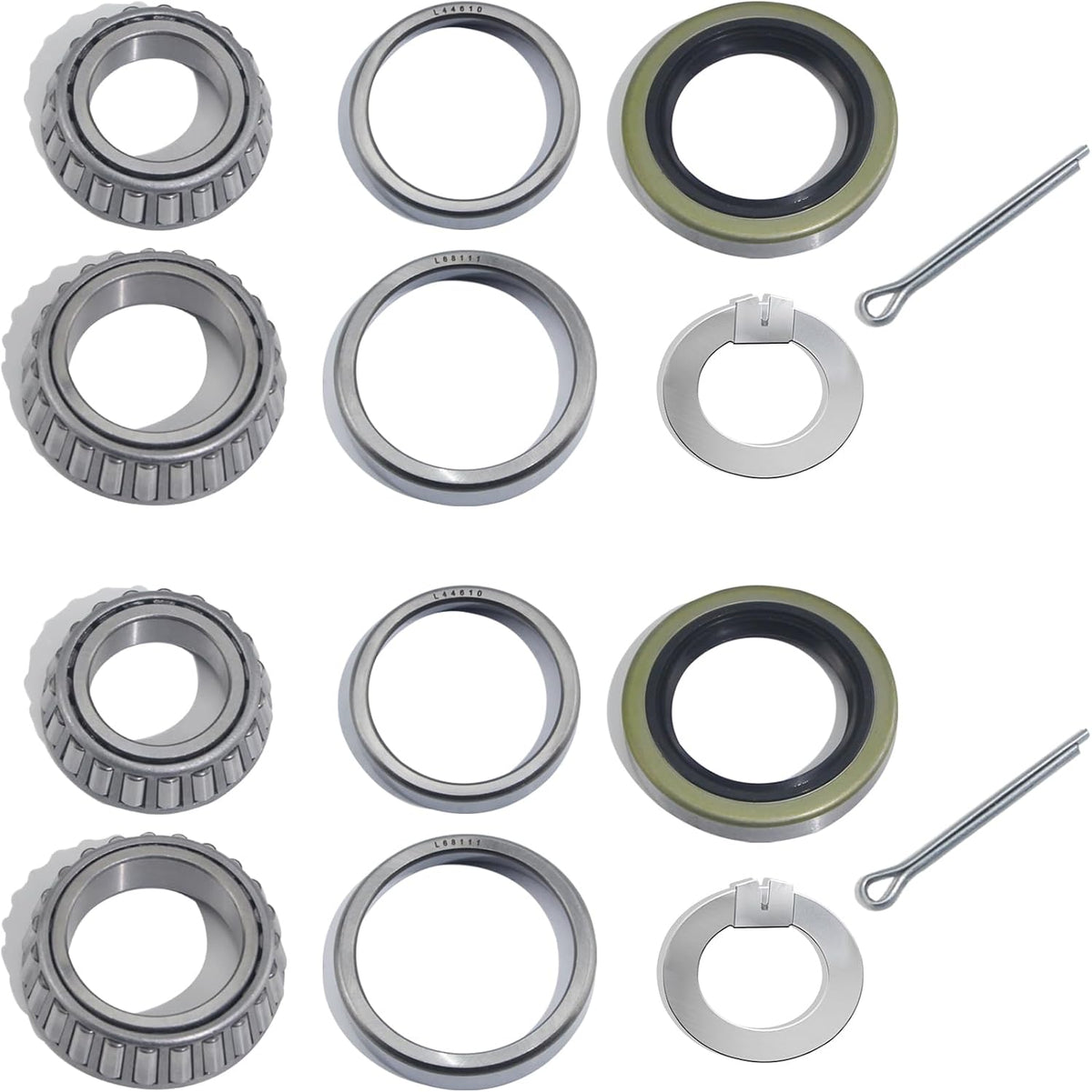 2 Sets Trailer Hub L44649 L68149 Bearings Kit with Tang Washers