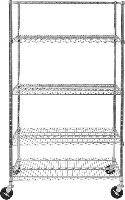 UltraDurable 5-Tier NSF Steel Wire Shelving, 48"W x 24"D x 76"H | Heavy-duty commercial-grade solid steel wire