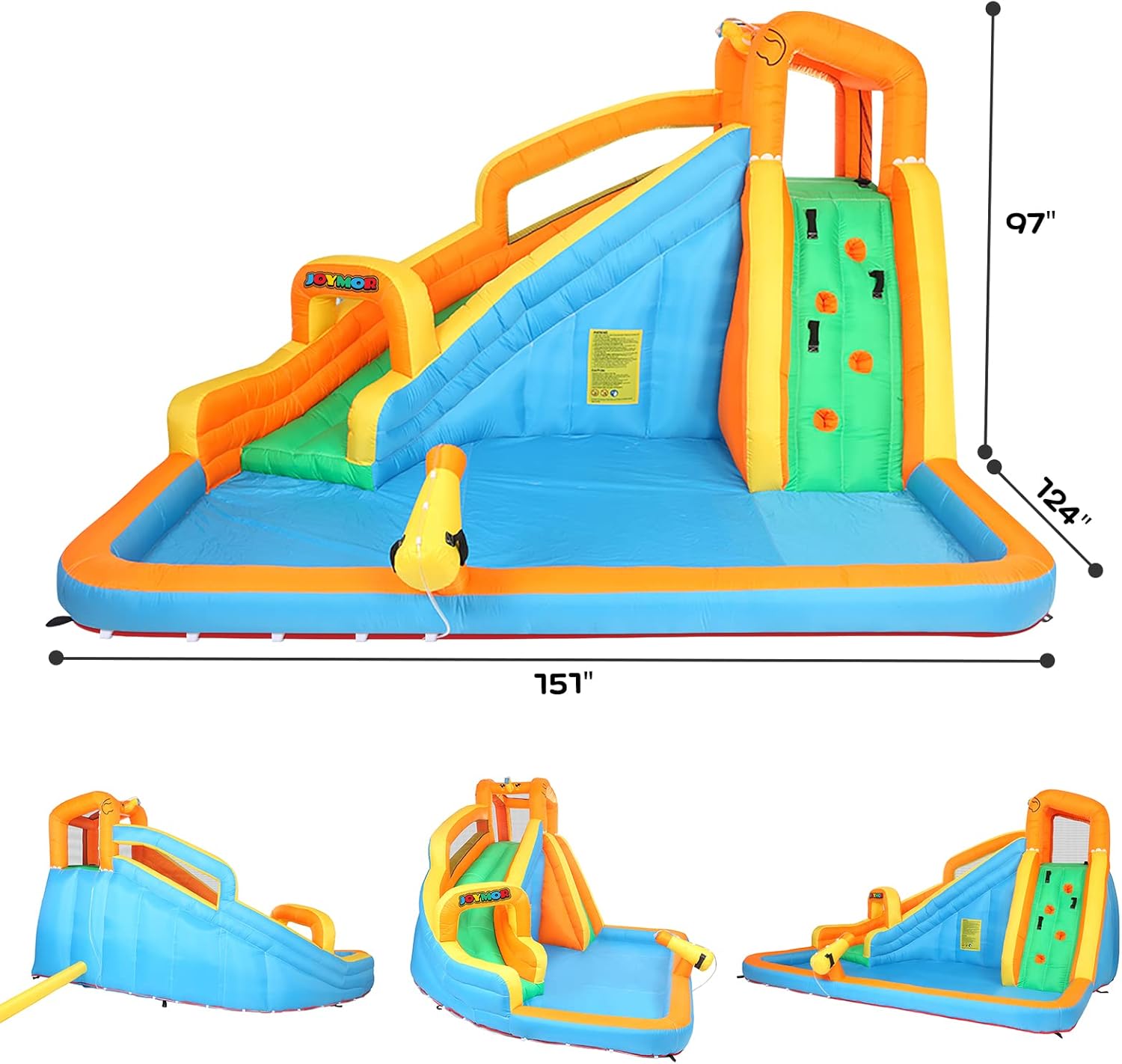 Inflatable Water Slide Park wtih Splash Pool, Climbing Wall, Water Cannon,Blow up Water Slides for Backyard Outdoor
