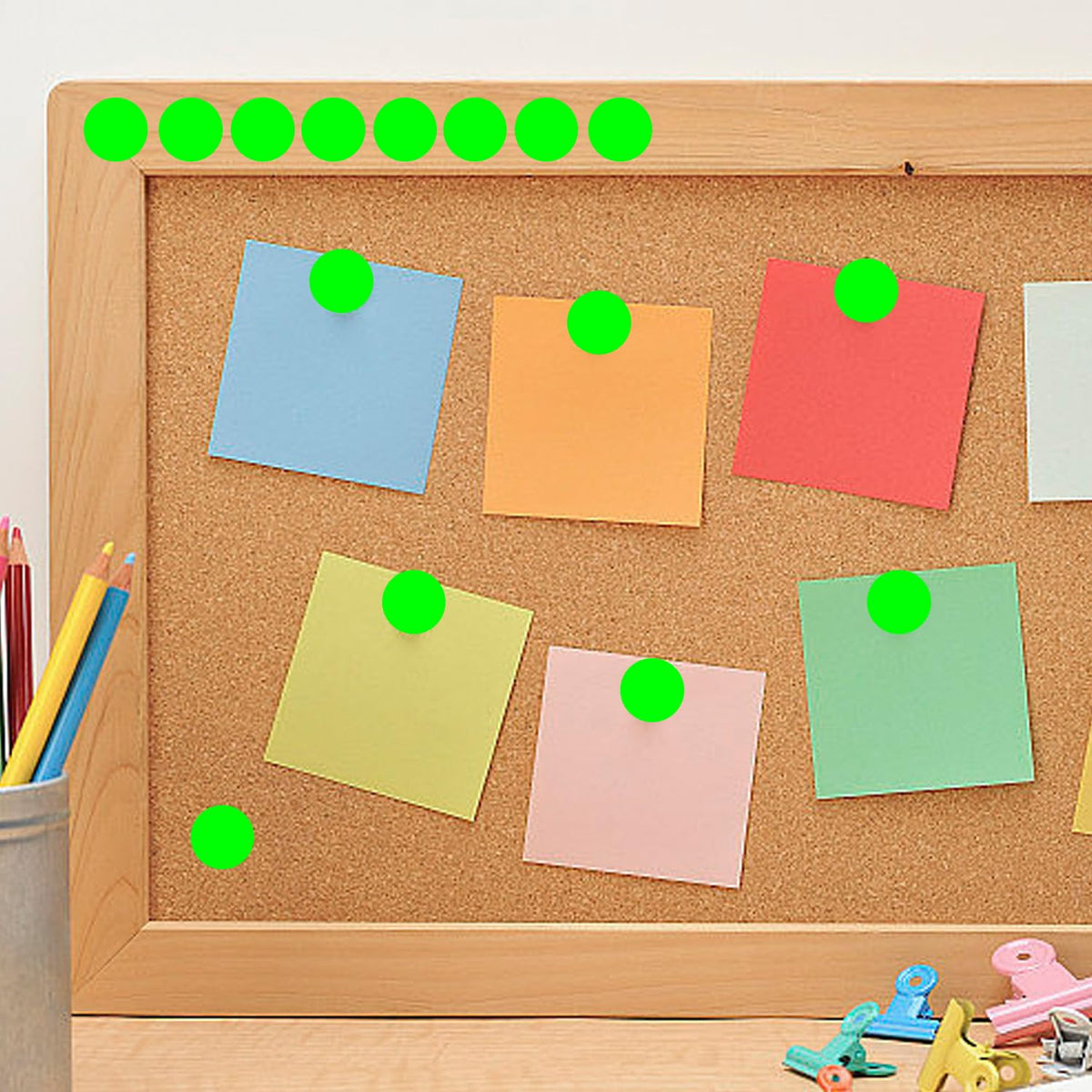 Dot Stickers - 3/4 Inch Fluorescent Green Circle Labels, 1400pcs Self-Adhesive Writable Color Coding Round Stickers