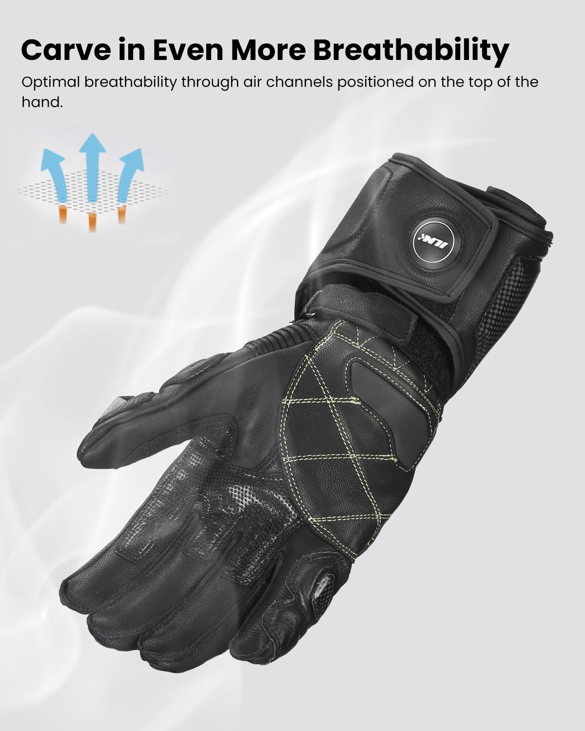 Air Flow Leather Motorcycle Gloves for Men and Women Model GRC01L | 0
