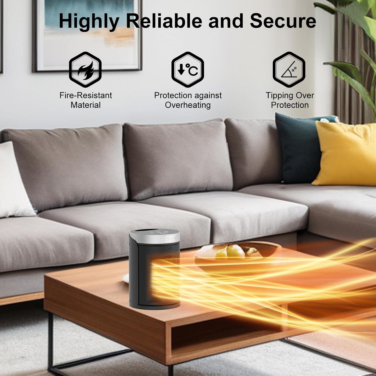 Space Heater, AUBKN Small Portable Electric Heaters for Indoor Use with Thermostat and Remote,12H Timer, 5 Mode