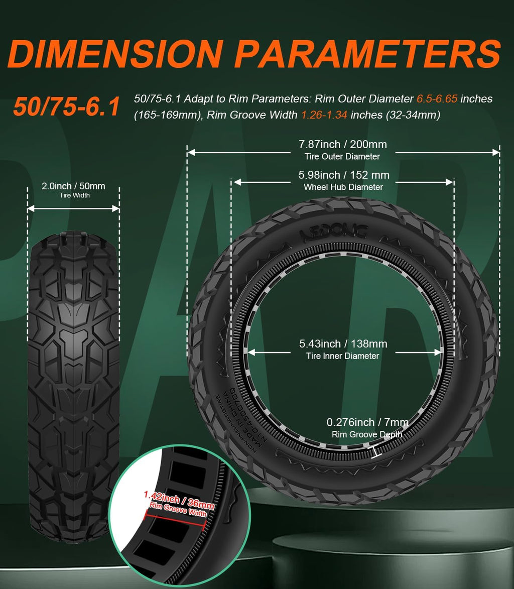 BANGTING 2PCS Upgrade 50/75-6.1 Scooter Off-road Solid Tires, 8.5x2 inches Tires Tubeless for Gotrax GXL V2/XR/APEX, 8 1/2 x2 Tire Replacement for Hiboy S2, Xiaomi 3 Lite/3/Pro 2/1s/M365