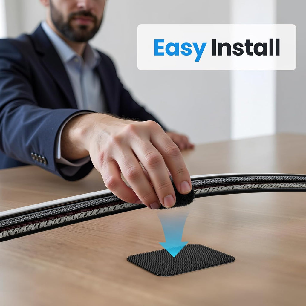 Cable Management Under Desk, 【Up to 15 Cord】【Enhanced Wire Holder】 Cord Organizer, Adjustable Hook and Loop Cable