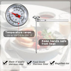 6 Pcs Stainless Steel Kitchen Dial Thermometer 5",White