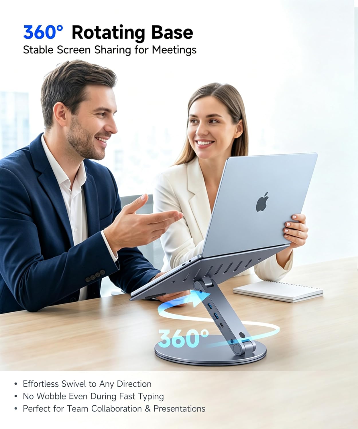 6-in-1 USB C Laptop Docking Station Stand, 4K@60Hz HDMI, 100W PD, 5Gbps USB 3.0, 360° Swivel Adjustable Aluminum
