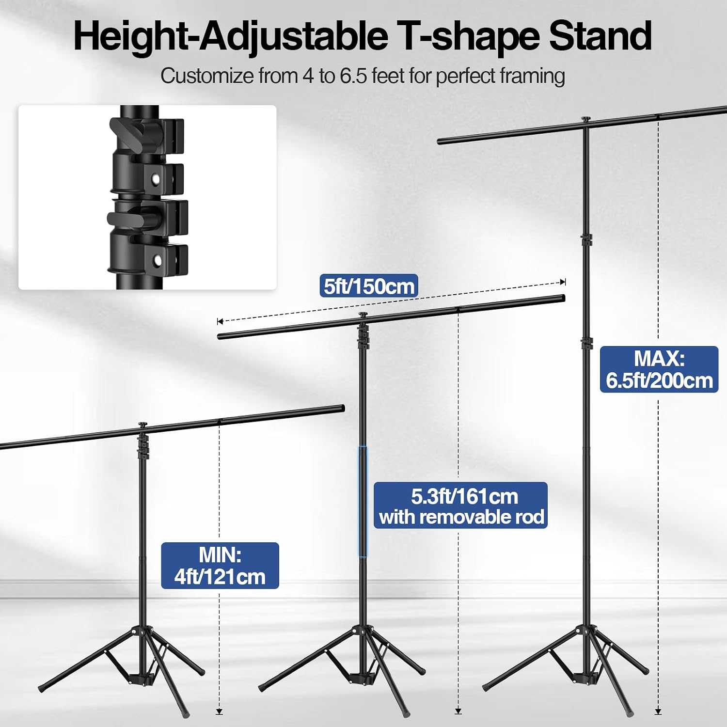 5x7 ft Green Screen Backdrop Kit with Foldable T-Shaped Stand | Portable & Compact Greenscreen Kit Includes 6 Clips