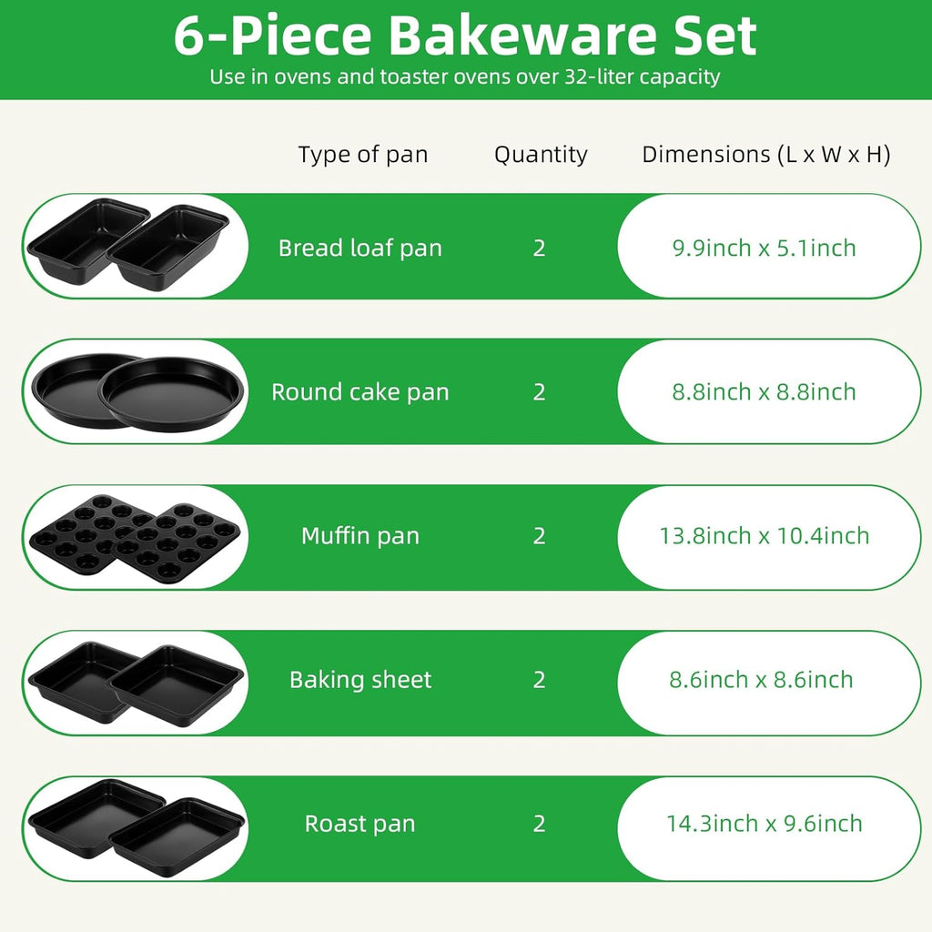 11-Piece Nonstick Baking Pans Set - Professional Grade Carbon Steel Bakeware with Premium Coating- Dishwasher Safe