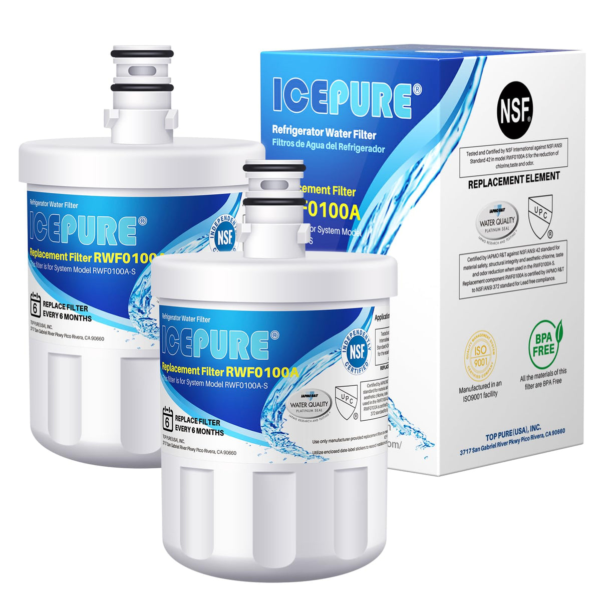 5231JA2002A Water Filter, Compatible with LG LT500P，2 PACK
