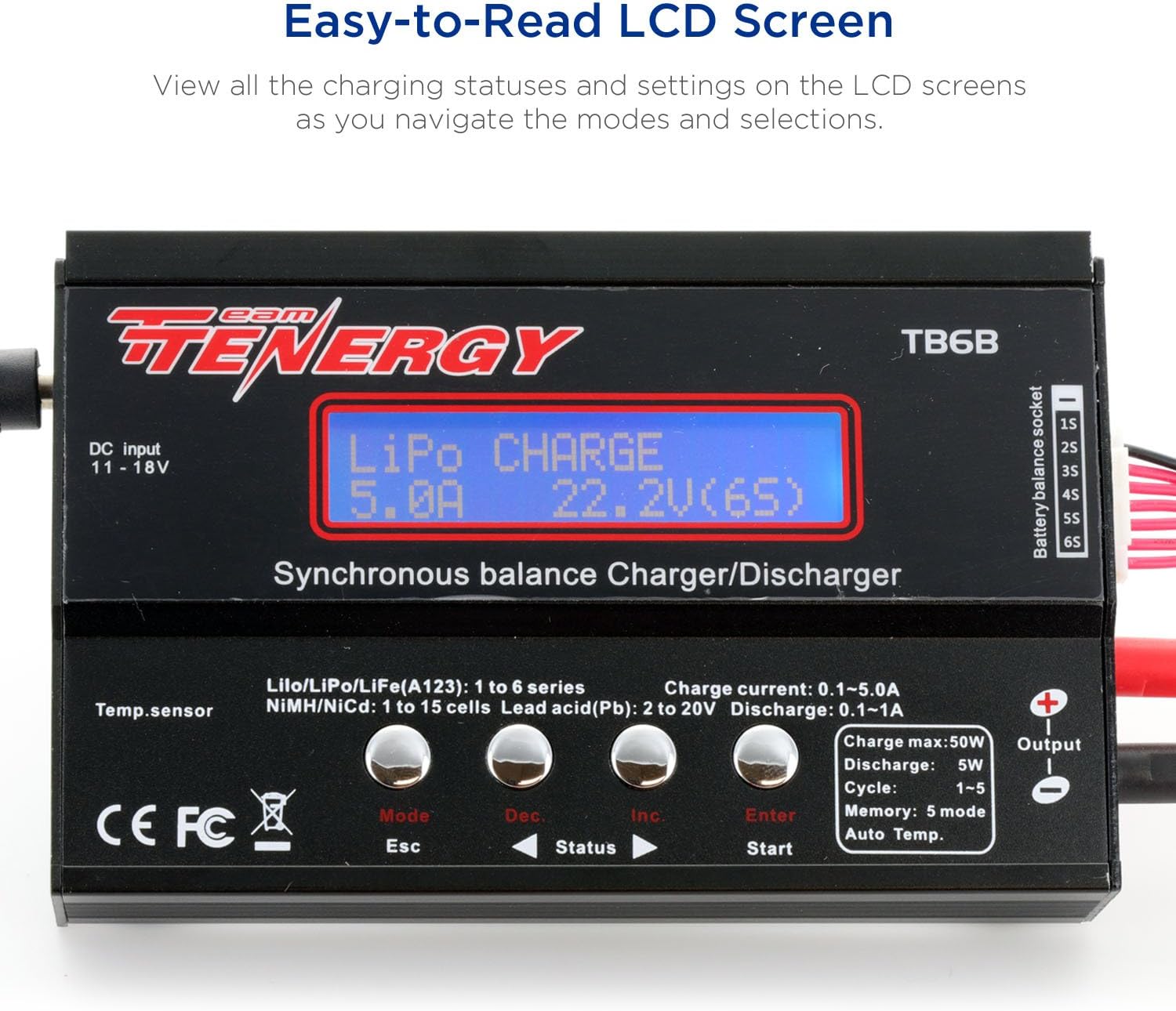 1S-6S Digital Battery Pack Charger for Li-Fe/Li-PO/NiCd/NiMH Packs Balance Charger Discharger
