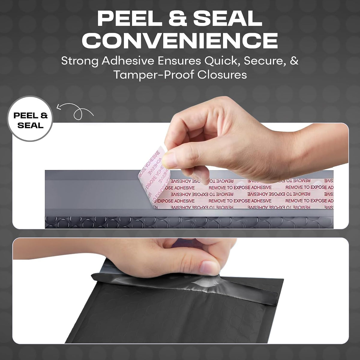 Jet Black Bubble Mailers 12.5x19, Poly Padded Envelopes #6, 20 Pack