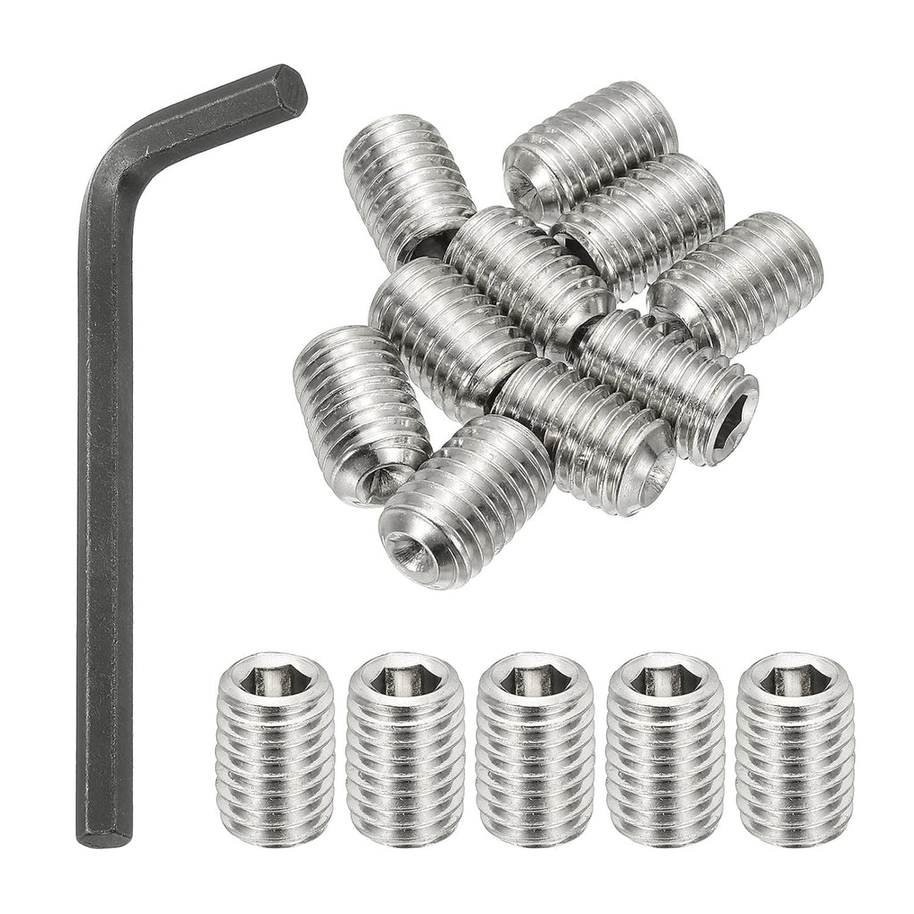 PATIKIL 1/2-13x3/4 Hex Socket Grub Screws, 10 Pcs Cup Point Set Screw with Wrench