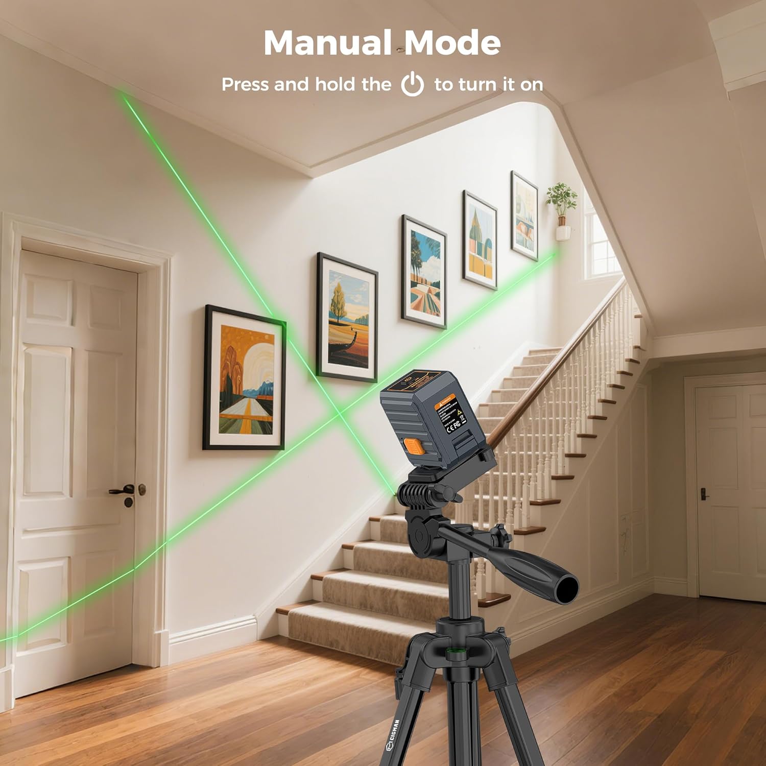 Laser Level with Tripod, 100Ft Self-Leveling Line Laser with 4 Brightness | 36.6 inch Tripod, IP54 Waterproof, Manual