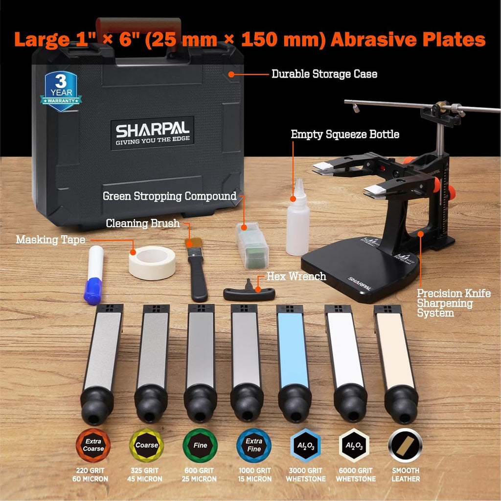 202H Precision Knife Sharpening System, Adjustable Angle 10–35° | Knife Sharpener Kit, 7 Abrasive Plates (Diamond