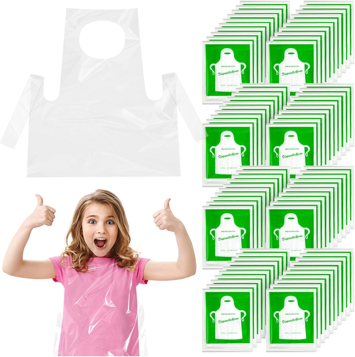 Disposable Aprons for Kids, Clear Plastic Aprons