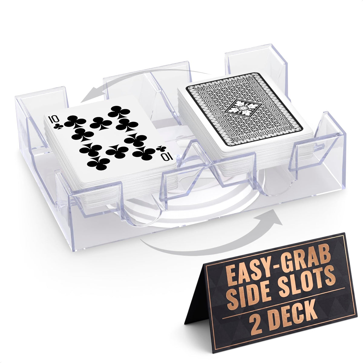 Card Holders for Playing Cards, 2 Deck Rotating Playing Card Holder Tray