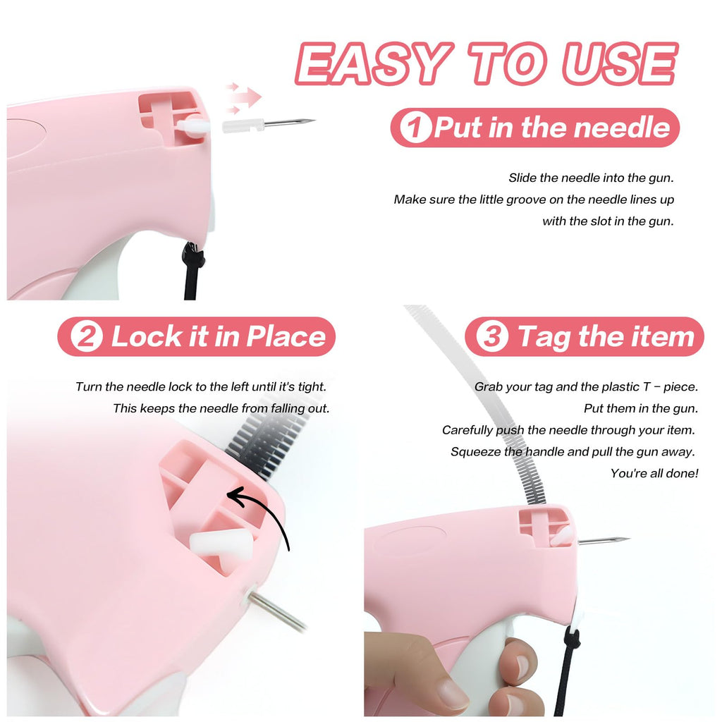 Stitch Gun for Clothes Handheld with 6 Needles, 1000 Black & 1000 White 5mm Mini Fasteners - Quick Clothing Fixer