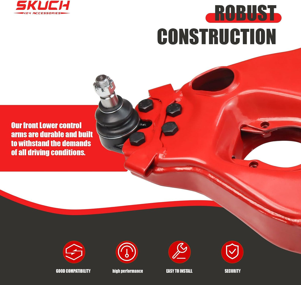 RWD Front Lower Control Arms for 99-06 Chevy Silverado GMC Sierra 1500 - Forged Steel OEM Replacement with Greasable Ball Joints & Reinforced PU Bushings