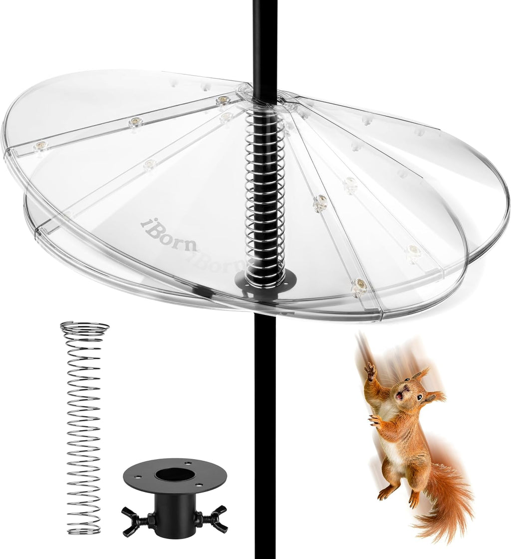 Spring Squirrel Baffle for Bird Feeder Pole, 19.6” Oversized Spring Squirrel Guard Defender, Bird Feeder for Outdoors