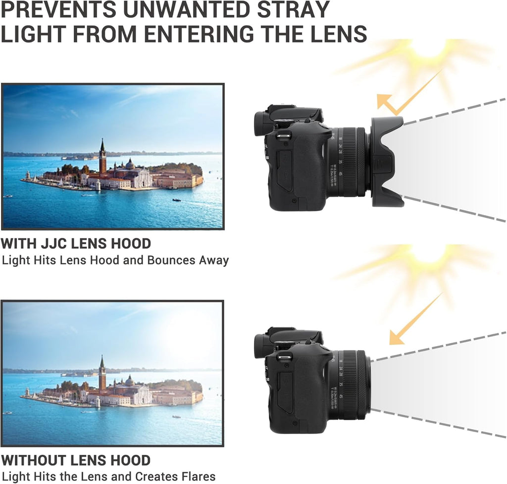58mm Tulip Flower Lens Hood, Reversible & Support 58mm Filter/Lens Cap | for Canon EOS Rebel T7 T6 T8i T7i T6i SL3
