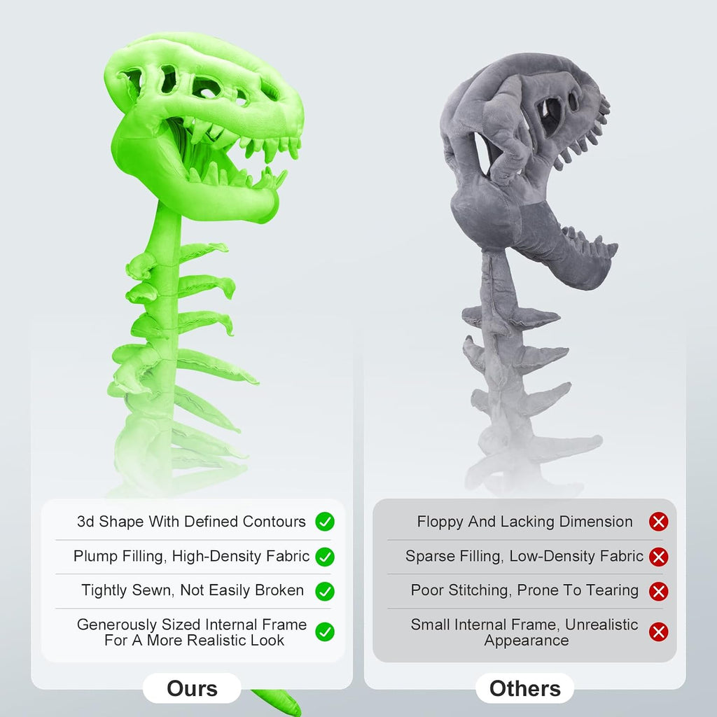Dinosaur Skeleton Costume for Kids, Cozy Plush 3D Dino Toy Skull & Spine, Dinosaur Outfit for Halloween Cosplay Props
