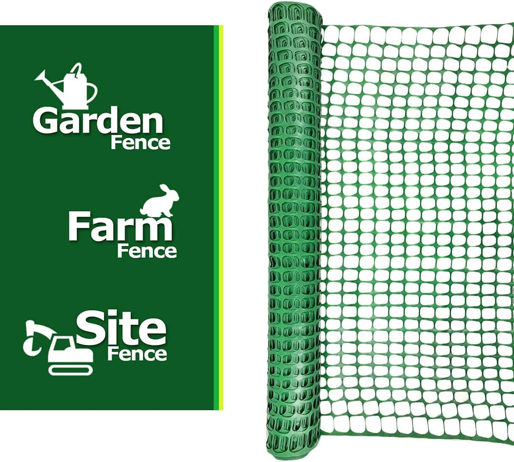 Ashman Plastic Mesh Fence, 4'x50' Feet, 1 Roll, Green, Construction Barrier Netting, Garden Fencing, Fences Wrap