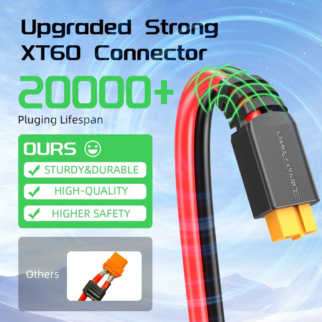 Solar to XT60 Charge Extension Cable 12AWG 20Ft Solar Connector to XT60 Adapter Cable for Solar Panel to LiFePO4